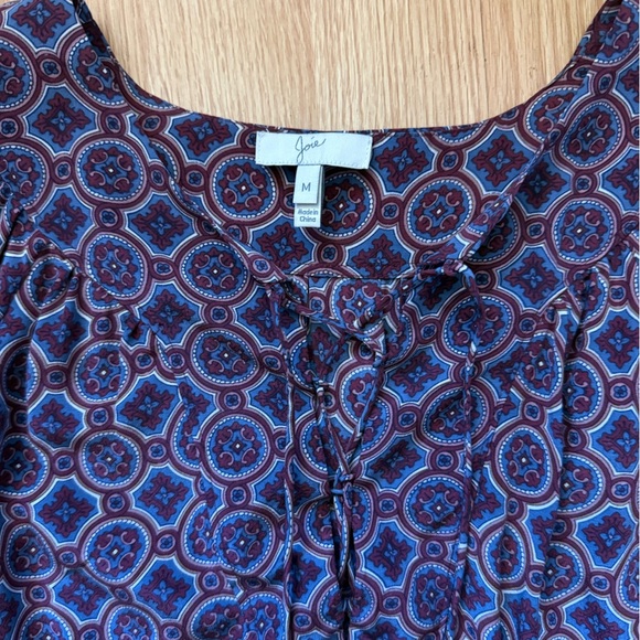JOIE Red Blue Currant Medallion Print Lace-Up Blouson Silk CORRA B. Mini Sz M - Picture 11 of 11